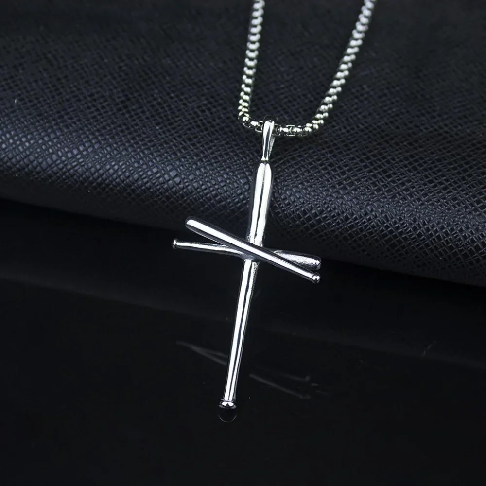 ❤️Punk rivet nail cross couple pendant necklace for women/men, N90201P218